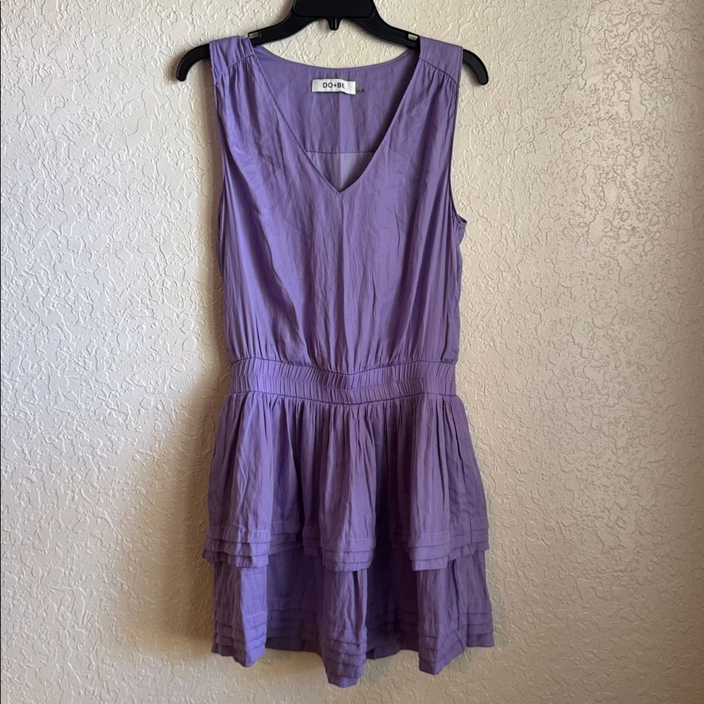 DO+BE Purple Tiered Sleeveless Cocktail Dress Women’s Size M Flowy